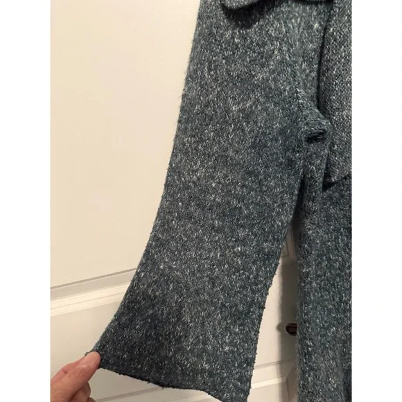 Cupio Blue Ruffle Open Front Cardigan Sweater Women's Size Large - Picture 4 of 7